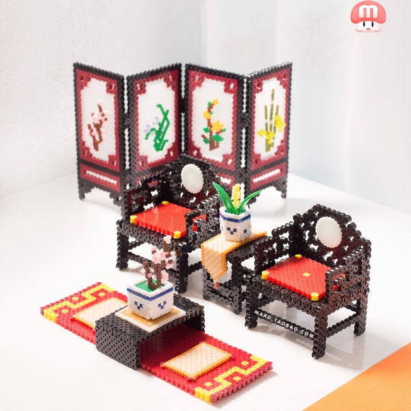 Traditional Chinese Furniture 3D Perler Bead Pattern Tutorial