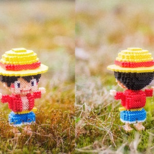 One Piece Luffy 3D Perler Bead Pattern Tutorial - Etsy