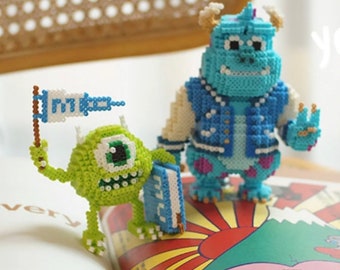 Mike and Sulley Monster Inc. - 3D Perler Bead Pattern Tutorial