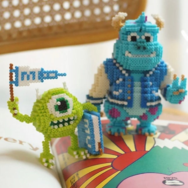 Mike y Sulley Monster Inc. - Tutorial de patrón de cuentas 3D Perler