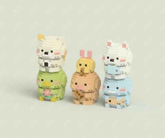 Set of 5 Sumikko Gurashi 3D Perler Bead Pattern Tutorial - Etsy