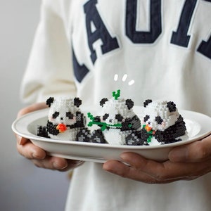 Set of 3 Panda - 3D Perler Bead Pattern Tutorial