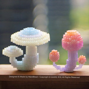 DIY Color Changing Mushroom 3D Perler Bead Pattern Tutorial | Color-changing Perler Beads