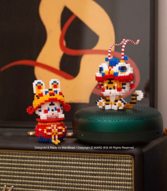 Set of 2 Tiger Perler Beads - Lunar New Year Tiger Zodiac