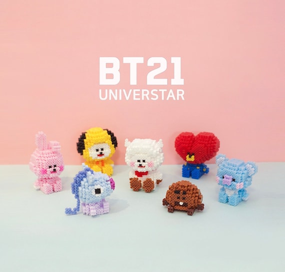 Set of 7 BT21 Koya RJ Shooky Mang Chimmy Tata Cooky 3D Perler Bead