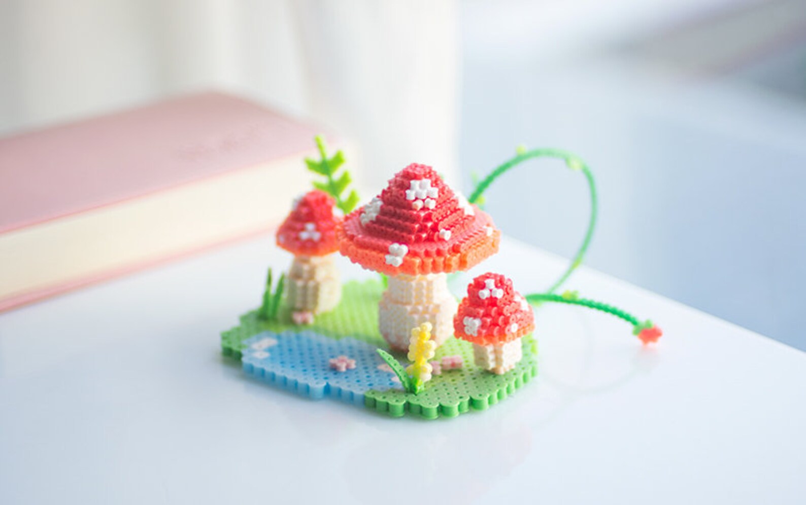 Set of 2 - Alice in Wonderland White Rabbit & Mushroom 3D Perler Bead ...