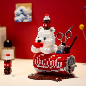 Tutorial de patrón de cuentas Perler 3D de oso de cola