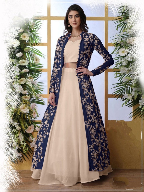 Designer Georgette Koti Lehenga Dress 