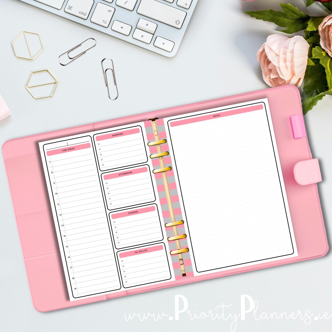 Daily Planner Inserts | Printable | A5 | Pink | Grey | Instant Download ...