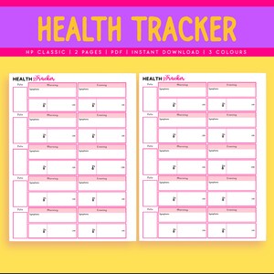 Health Tracker Printable HP Classic Digital Download Planner - Etsy