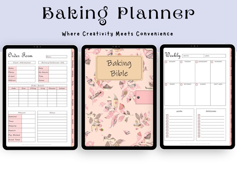 Digital Baking Planner Business Planner Cupcake Cake Order Etsy