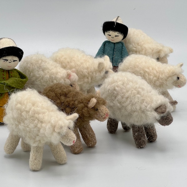 Handmade Needle Felted Sheep,only one delivery charge for multiple & mixed sets of Needle Felted Animals
