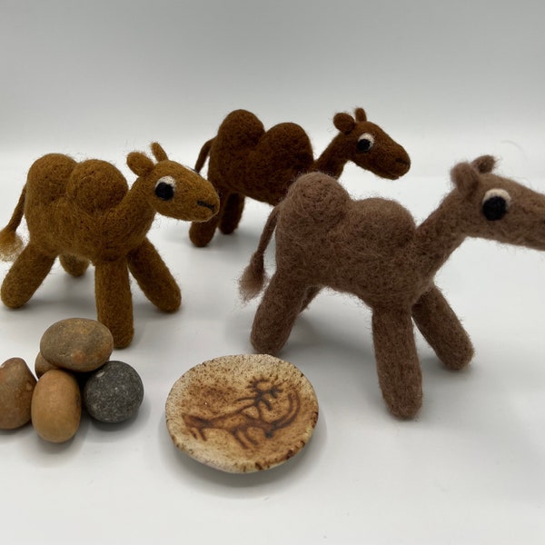 Handmade Needle Felted Camels, only one delivery charge for multiple & mixed sets of Needle Felted Animals