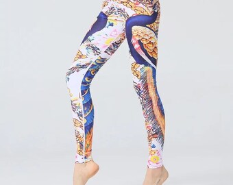 Yoga pants Colorful Yoga Pants High Waist Gymnastic Leggings Comfortable Rainbow Printed Handmade Stretch Workout Tights Activewear
