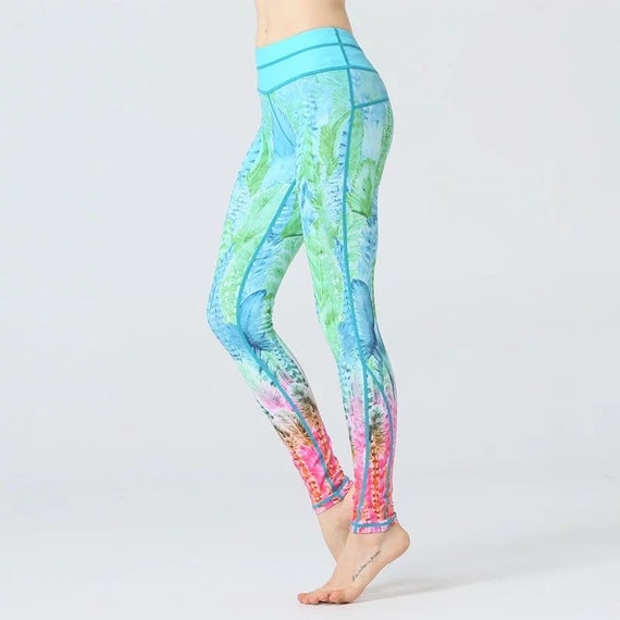 Yoga pants Colorful Yoga Pants High Waist Gymnastic Leggings Comfortable Rainbow Printed Handmade Stretch Workout Tights Activewear