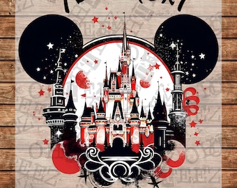 DTF Ready to press Mickey Vacation DTF transfer with custom design.