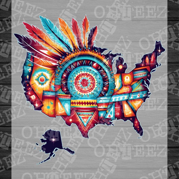 DTF Ready to Press Indigenous People Native American DTF transfer with custom design.
