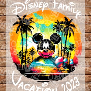 DTF Ready to press Mickey Vacation DTF transfer with custom design.