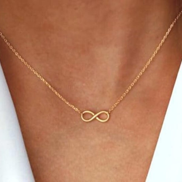 Infinity Necklace - 14K Solid Gold and 925 Sterling - Symbol of Infinite Love
