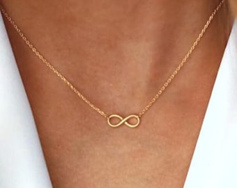 Collar Infinito - Oro Sólido de 14K y Ley 925 - Símbolo del Amor Infinito