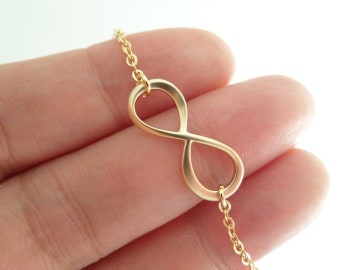 Infinity Necklace - 14K Solid Gold and 925 Sterling - Symbol of Infinite Love