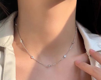 Brilliant 4mm Moissanite Necklace with Certificate - D Color Round Bubble Diamond Elegance