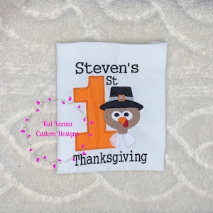 1e Thanksgiving Shirt, Jongens 1e Thanksgiving, Fall Turkey Shirt, Gepersonaliseerde 1e Thanksgiving Shirt, geborduurd Thanksgiving Shirt