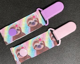 Rainbow Sloth Tubie Clips for Securing IV Lines and Feeding Tubes