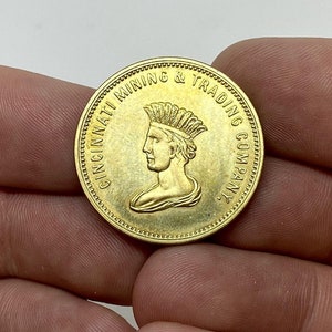 Gold plated coin 10 Dollars, California-Cincinnati Mining & Trading Co., United States, 1849 REPLICA gold plated 24k USA