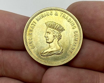 Vergulde munt 10 dollar, California-Cincinnati Mining & Trading Co., Verenigde Staten, 1849 REPLICA verguld 24k VS