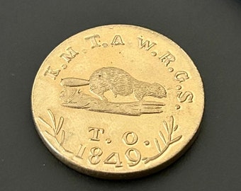 Gold Plated Coin 5 Dollars 1849 - Oregon Exchange Company Beaver