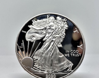 Silver plated coin American Eagle Liberty 1 oz coin 2020 REPLICA silver plated 1 dollar, USA proof in God we trust