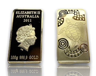 Gold plated Australian Bar 1OZ REPLICA goldplated gold bullion