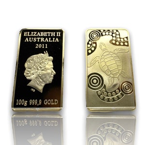 Gold plated Australian Bar 1OZ REPLICA goldplated gold bullion