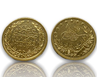 Osmanisches Reich Goldmünze 1915 Mehmed V. Vergoldet 100 Kurush Münze (22mm) REPLIK 1 Stück