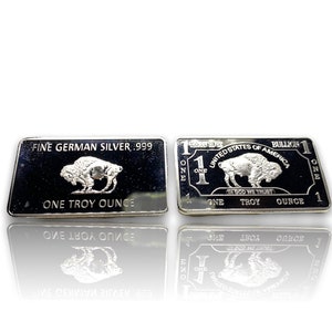 Silver USA Bullion 1OZ REPLICA german silver plated bar .999 REPLICA In God we Trust 100mills
