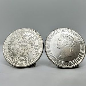 One Hong Kong Dollar coin British trade dollars Silver plated Coin replica not magnetic