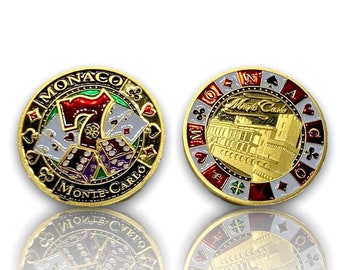 Gold Red Lucky Coin, Poker gold plated coin Monte Carlo theme 1pcs it's my time !