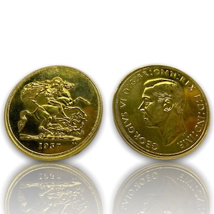 Goldmünze Sovereign vergoldete 5 Pfund Münze GEORGIVS VI Britische REPLIKA 1Stk