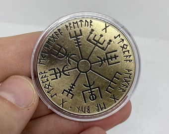 Viking Celtic Coin collectable, Vegvisir Wayfinder commemorative coin, Norse Mythology lucky token 1 pcs