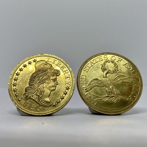 Pozłacana moneta, USA 1795 Mały orzeł, głowa turbanu w kształcie półorła