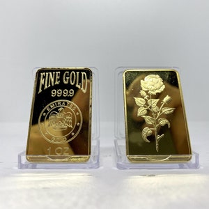Gold Bar Emirates 1OZ REPLICA goldplated gold bullion, Arab Gold