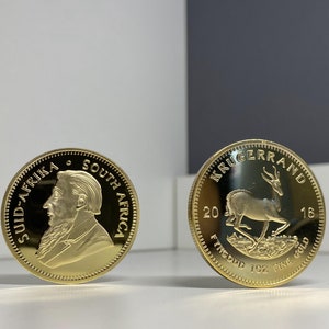 Vergoldete Münze Krügerrand 1 Unze Münze 2016 REPLIKA 1 Stück Südafrikanische Minze und Rand Raffinerie Bild 2