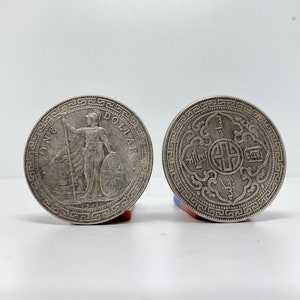 One Hong Kong Dollar coin 1911 British trade dollars Silver plated Coin replica not magnetic