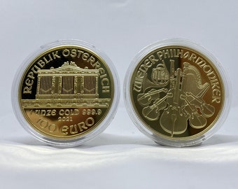 Gold plated Coin Vienna Philharmonic bullion gold plated austrian coin REPLICA 1pcs