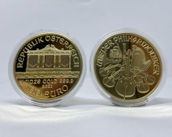 vergoldete Münze Wiener Philharmoniker Bullion Münze REPLIKA 1stk