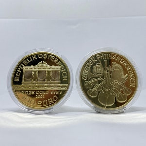 Gold plated Coin Vienna Philharmonic bullion gold plated austrian coin REPLICA 1pcs