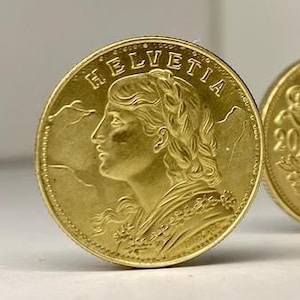 Gold plated 20 Francs, Swiss, Vreneli - Helvetia Gold plated Coin Sovereign REPLICA 1pcs Switzerland