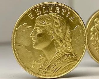 Pièce plaquée or 20 francs, Suisse, Vreneli - Helvetia Pièce en plaqué or souverain REPLICA 1pcs Suisse