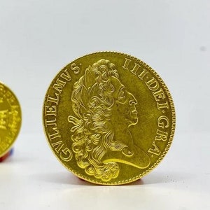 Gold plated Coin, 1 Guinea - William III 2nd bust 1697-1701 gold plated  REPLICA 1pcs
